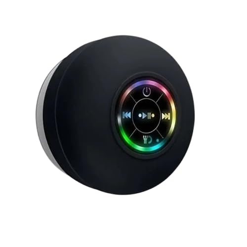 Large Suction Cup Waterproof Bluetooth Speaker with Powerful Bass, Built-in Mic, LED Lights & Hands-Free Calling – Portable Wireless Shower Speaker for Bathroom, Pool, Beach, and Outdoor Use  EzyKom