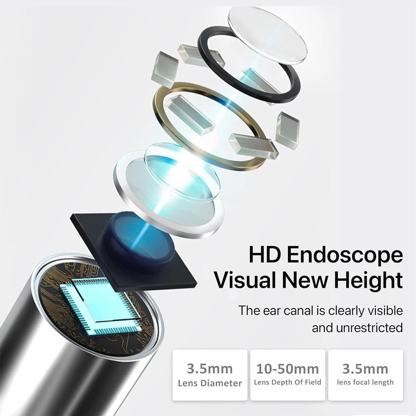 Earsight Plus R37R Ear Cleaning Camera Wax Removal Tool kit, Flexible Ear Scope Otoscope Camera Light, Visual Ear Picker Wireless Earwax Remover Tweezers for Adults & Kid (A)  EzyKom