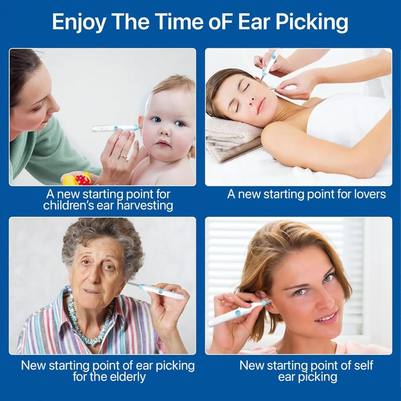 Earsight Plus R37R Ear Cleaning Camera Wax Removal Tool kit, Flexible Ear Scope Otoscope Camera Light, Visual Ear Picker Wireless Earwax Remover Tweezers for Adults & Kid (A)  EzyKom