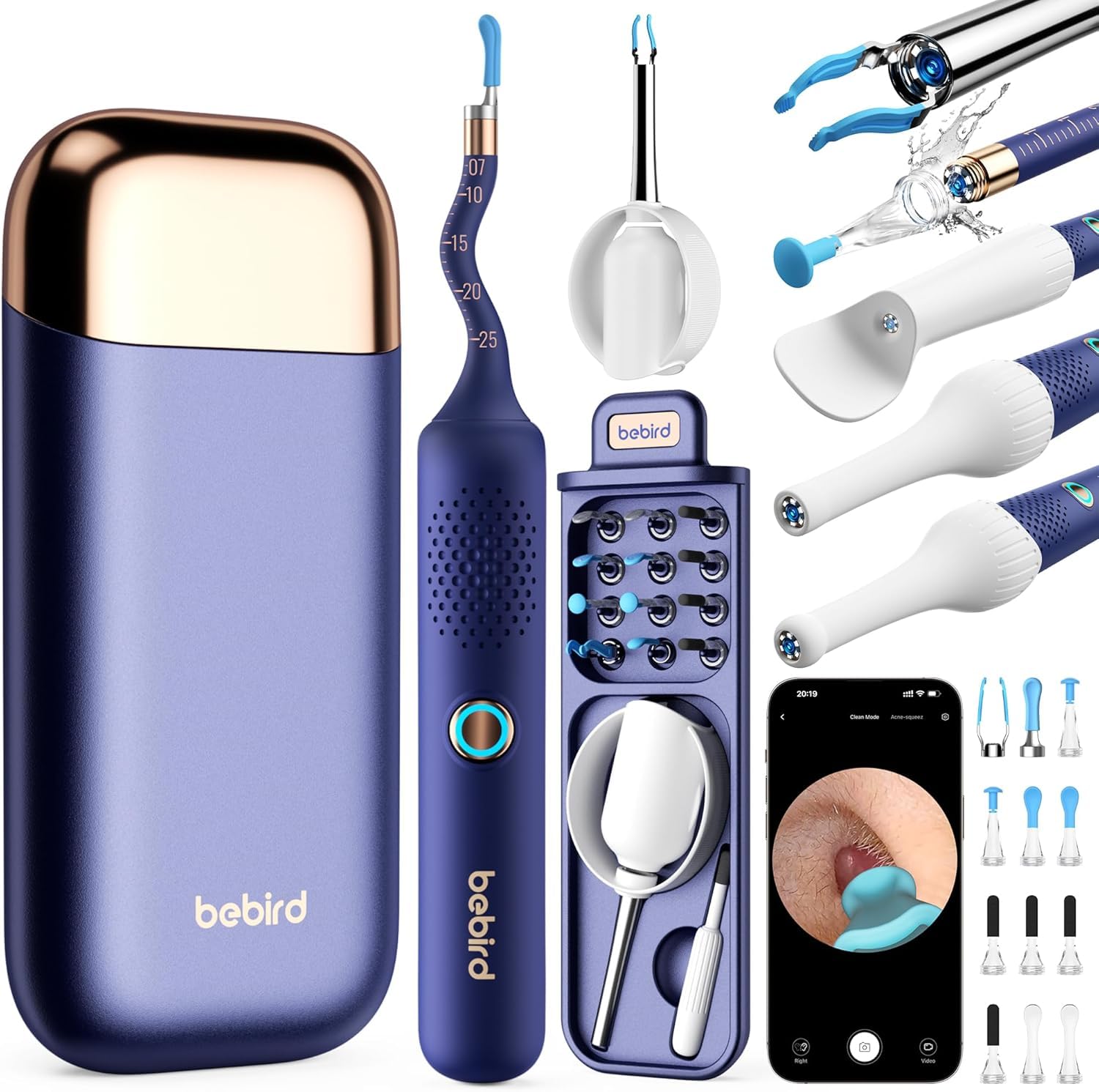 Earsight Plus R37R Ear Cleaning Camera Wax Removal Tool kit, Flexible Ear Scope Otoscope Camera Light, Visual Ear Picker Wireless Earwax Remover Tweezers for Adults & Kid (A)  EzyKom