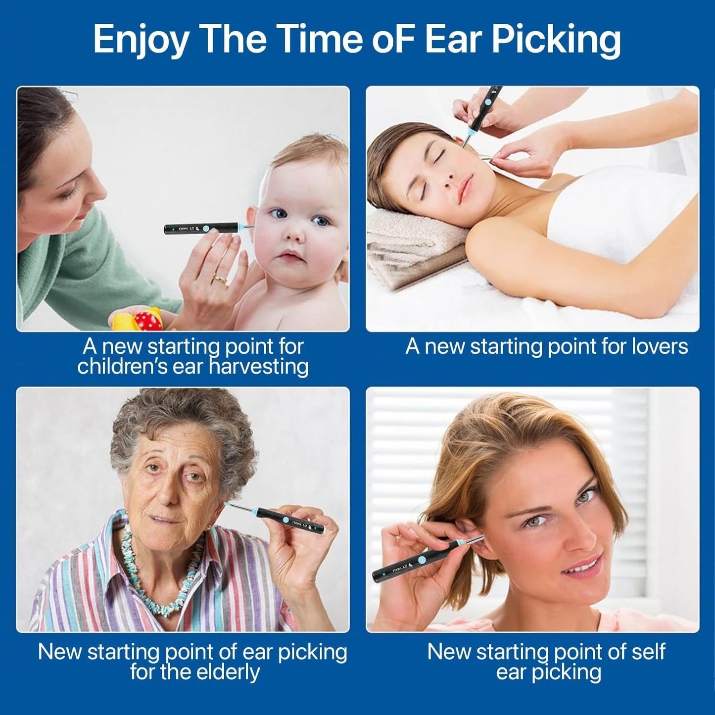 Earsight Plus R37R Ear Cleaning Camera Wax Removal Tool kit, Flexible Ear Scope Otoscope Camera Light, Visual Ear Picker Wireless Earwax Remover Tweezers for Adults & Kid (A)  EzyKom