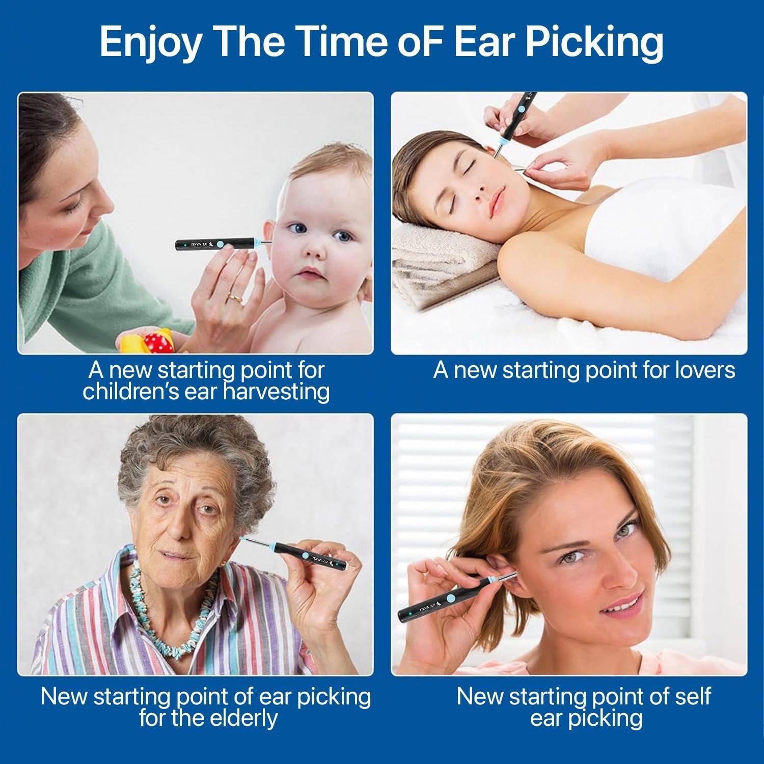 Earsight Plus R37R Ear Cleaning Camera Wax Removal Tool kit, Flexible Ear Scope Otoscope Camera Light, Visual Ear Picker Wireless Earwax Remover Tweezers for Adults & Kid (A)  EzyKom