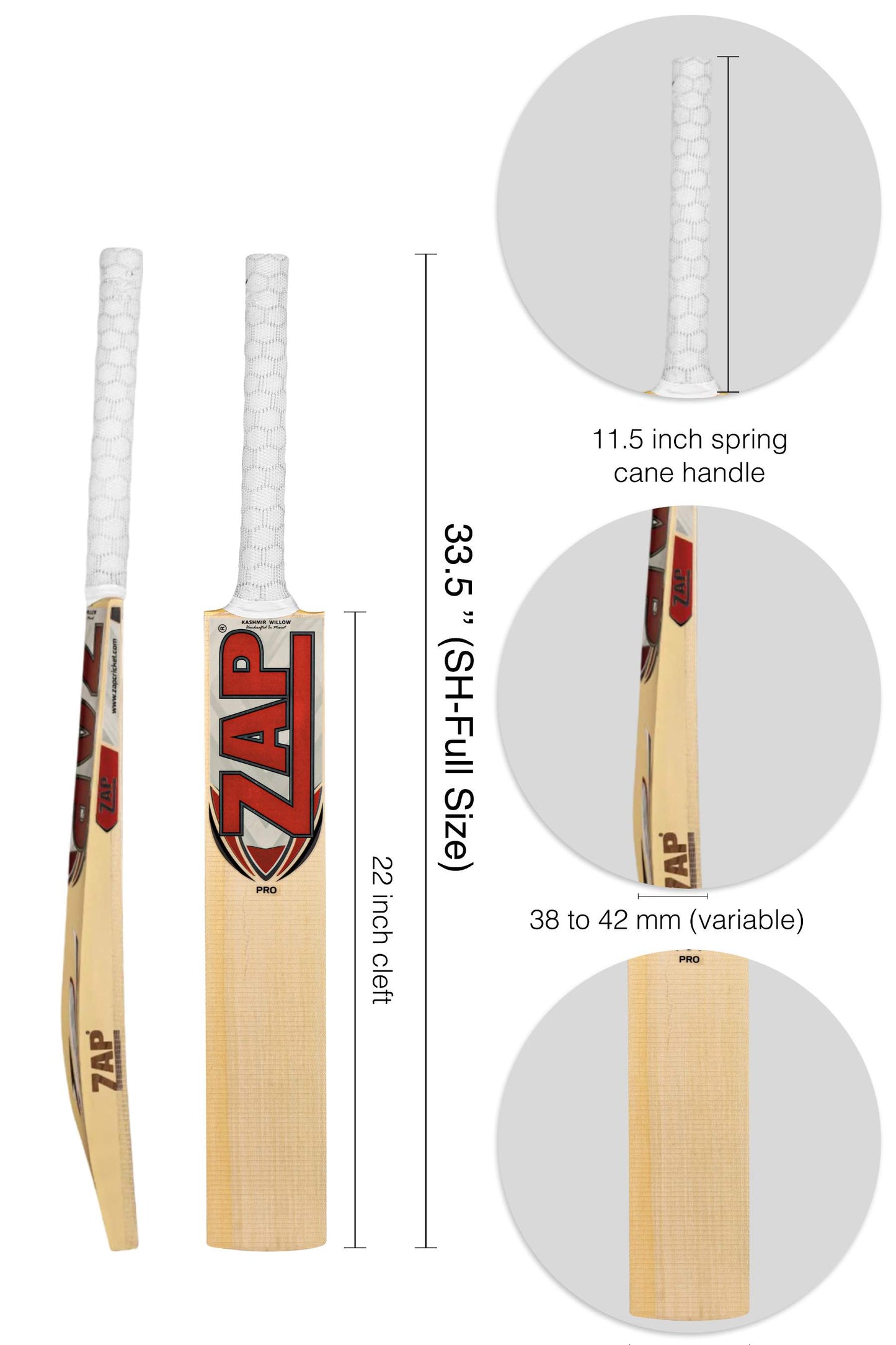 ZAP Pro Kashmir Willow Bat  EzyKom